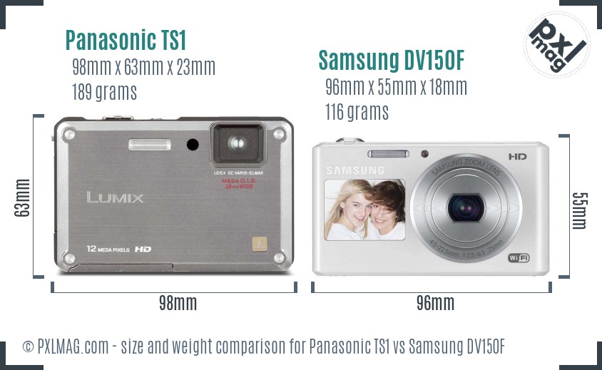 Panasonic TS1 vs Samsung DV150F size comparison