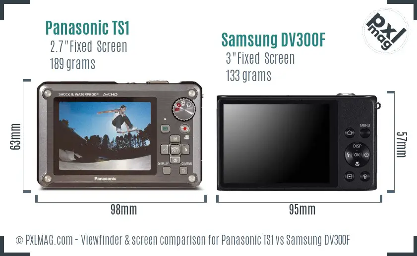 Panasonic TS1 vs Samsung DV300F Screen and Viewfinder comparison