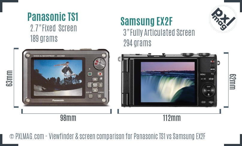 Panasonic TS1 vs Samsung EX2F Screen and Viewfinder comparison