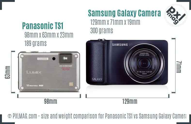 Panasonic TS1 vs Samsung Galaxy Camera size comparison