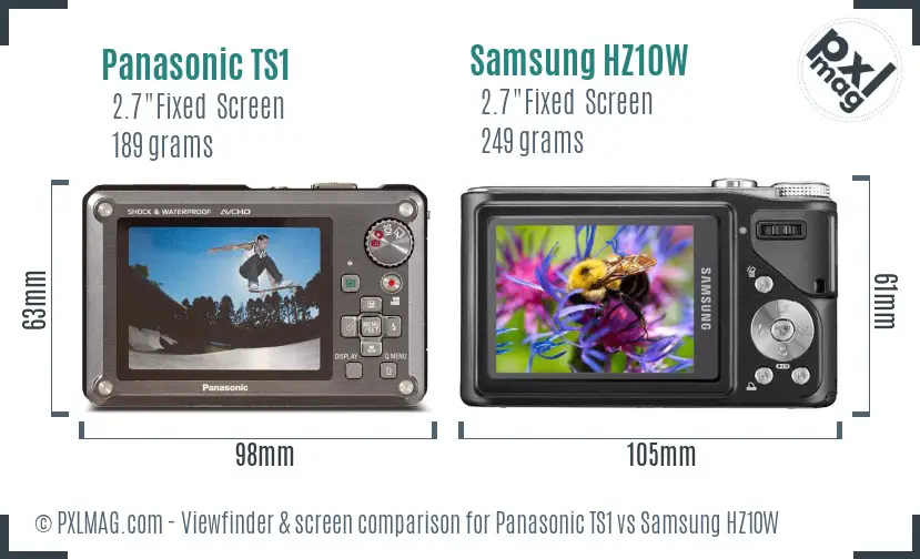 Panasonic TS1 vs Samsung HZ10W Screen and Viewfinder comparison