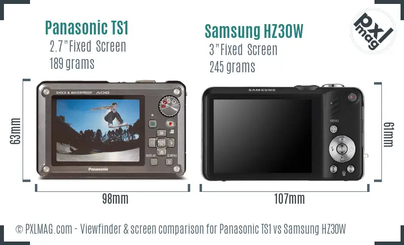 Panasonic TS1 vs Samsung HZ30W Screen and Viewfinder comparison