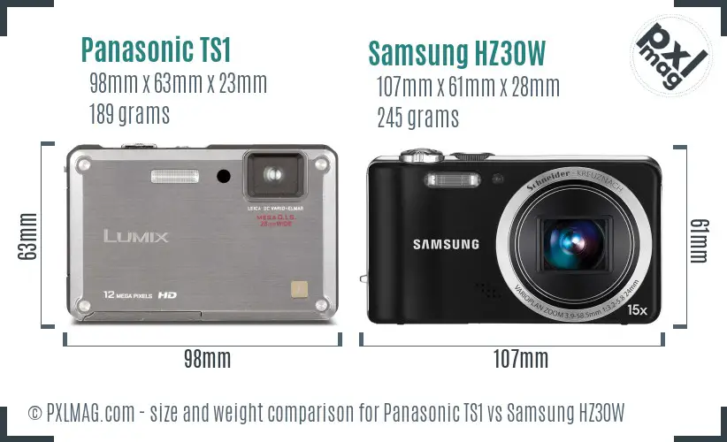 Panasonic TS1 vs Samsung HZ30W size comparison