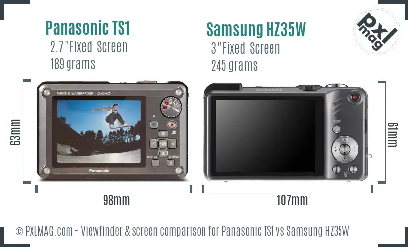 Panasonic TS1 vs Samsung HZ35W Screen and Viewfinder comparison