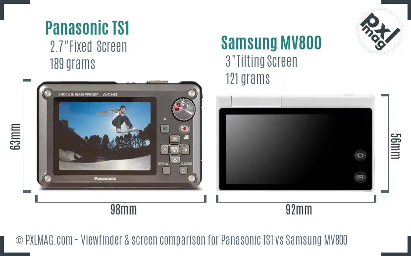 Panasonic TS1 vs Samsung MV800 Screen and Viewfinder comparison