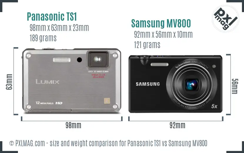 Panasonic TS1 vs Samsung MV800 size comparison