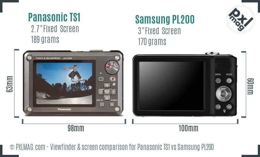 Panasonic TS1 vs Samsung PL200 Screen and Viewfinder comparison