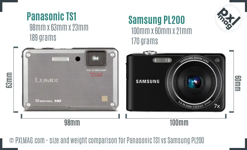 Panasonic TS1 vs Samsung PL200 size comparison