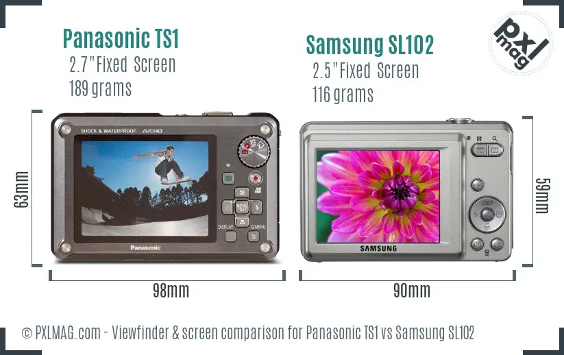 Panasonic TS1 vs Samsung SL102 Screen and Viewfinder comparison