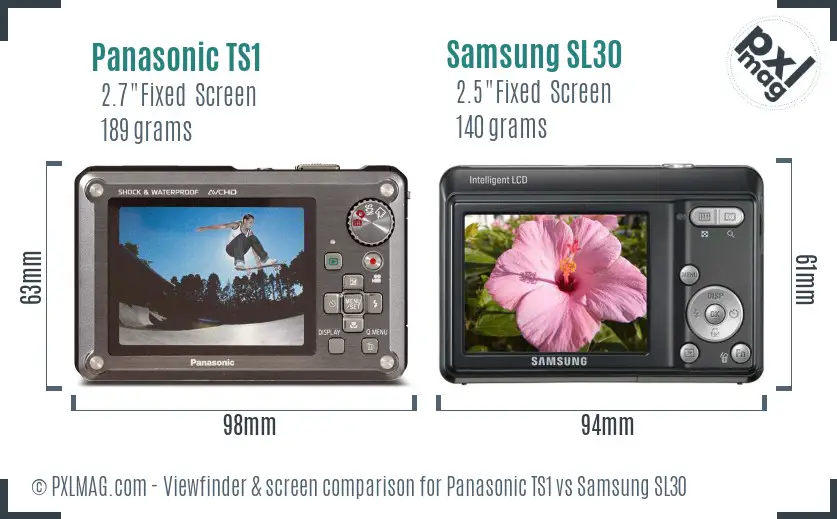 Panasonic TS1 vs Samsung SL30 Screen and Viewfinder comparison Panasonic TS1 vs Samsung SL30 Screen and Viewfinder comparison