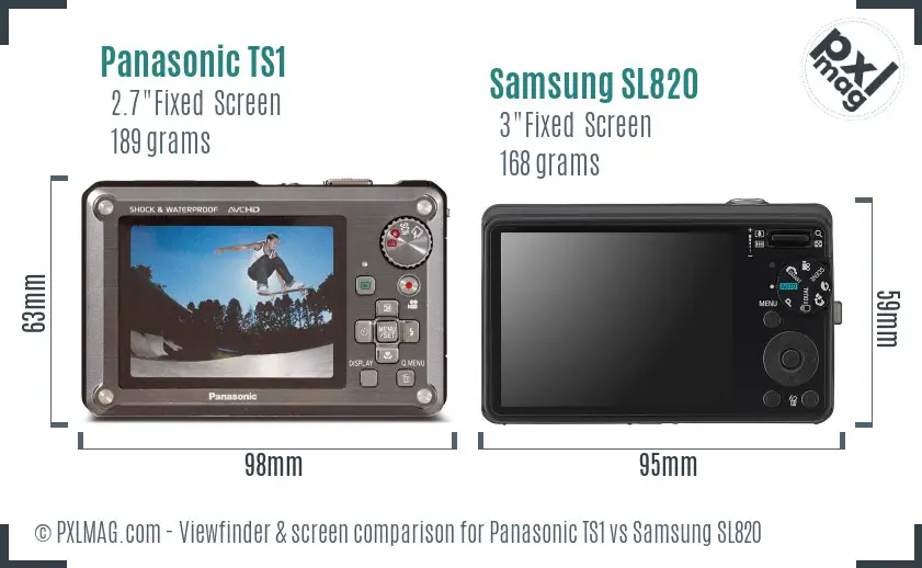 Panasonic TS1 vs Samsung SL820 Screen and Viewfinder comparison