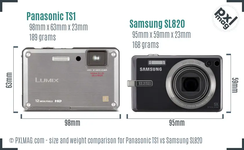 Panasonic TS1 vs Samsung SL820 size comparison