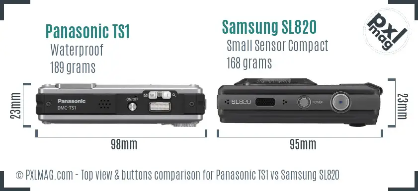 Panasonic TS1 vs Samsung SL820 top view buttons comparison