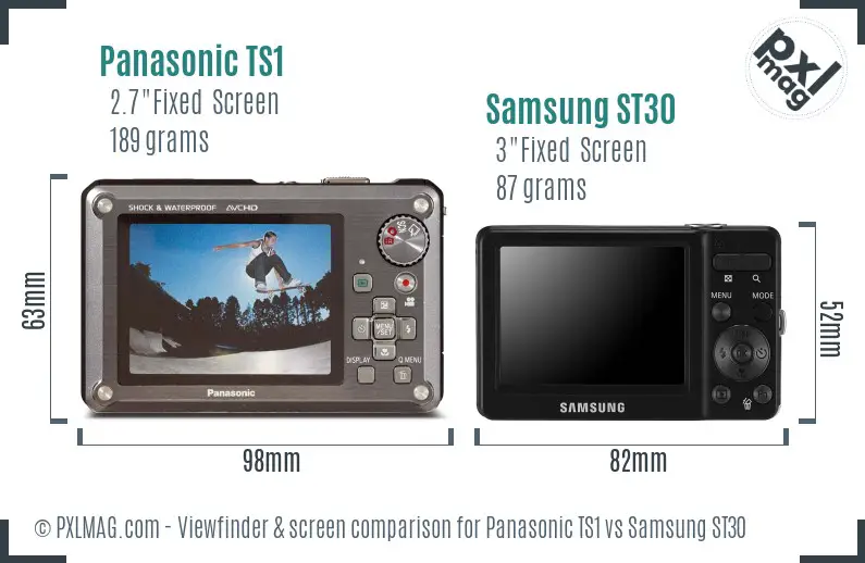 Panasonic TS1 vs Samsung ST30 Screen and Viewfinder comparison