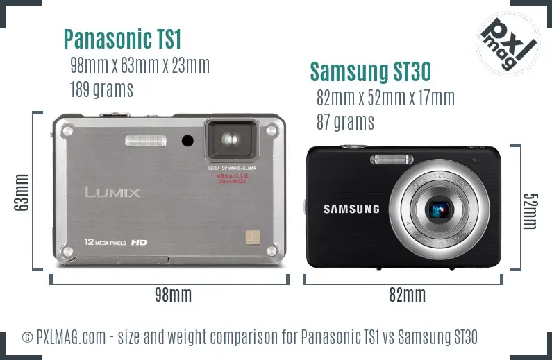 Panasonic TS1 vs Samsung ST30 size comparison