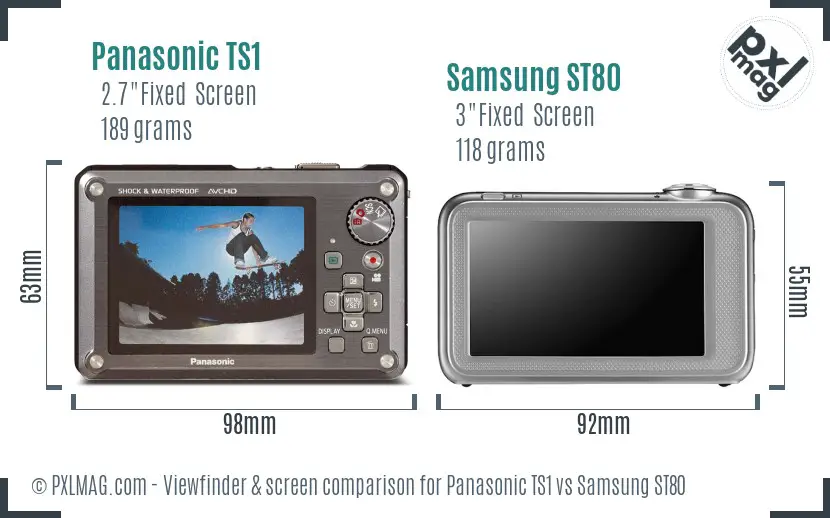 Panasonic TS1 vs Samsung ST80 Screen and Viewfinder comparison