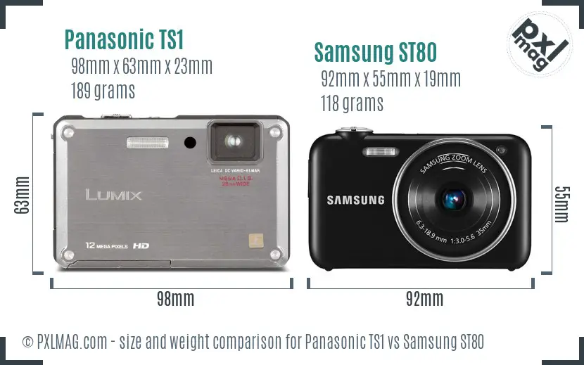 Panasonic TS1 vs Samsung ST80 size comparison