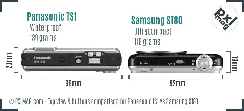 Panasonic TS1 vs Samsung ST80 top view buttons comparison