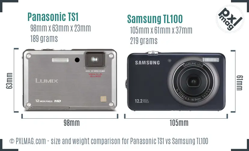 Panasonic TS1 vs Samsung TL100 size comparison