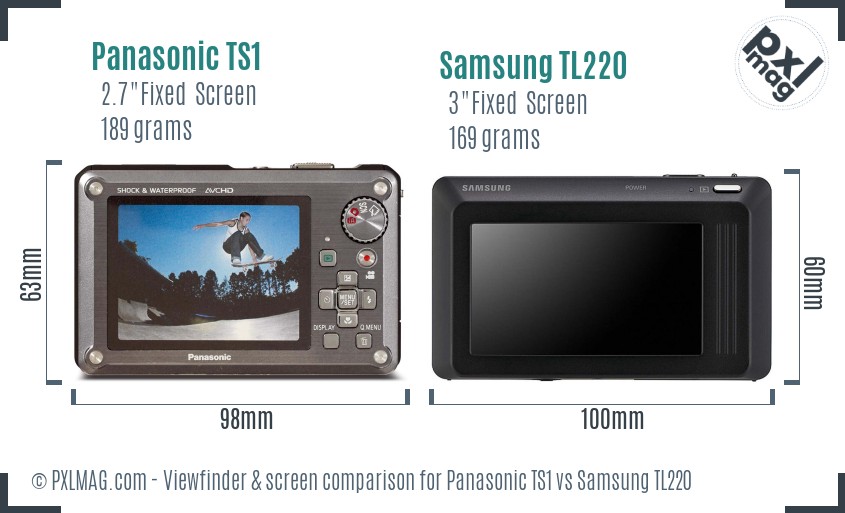 Panasonic TS1 vs Samsung TL220 Screen and Viewfinder comparison