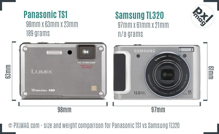 Panasonic TS1 vs Samsung TL320 size comparison