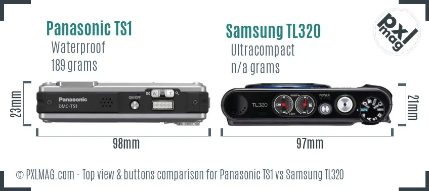 Panasonic TS1 vs Samsung TL320 top view buttons comparison