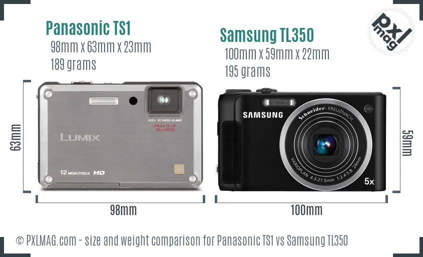 Panasonic TS1 vs Samsung TL350 size comparison