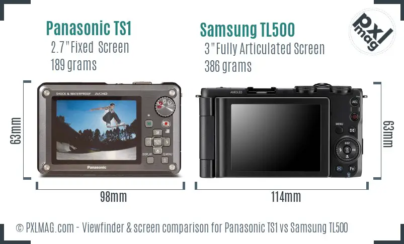Panasonic TS1 vs Samsung TL500 Screen and Viewfinder comparison Panasonic TS1 vs Samsung TL500 Screen and Viewfinder comparison