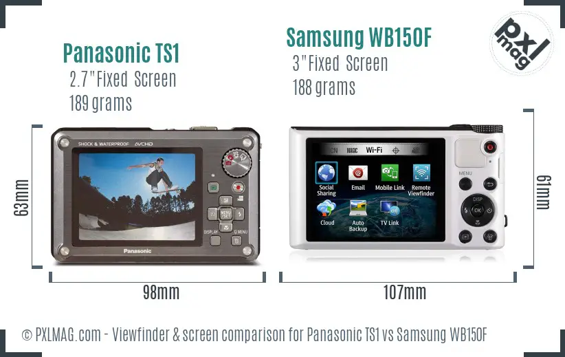 Panasonic TS1 vs Samsung WB150F Screen and Viewfinder comparison
