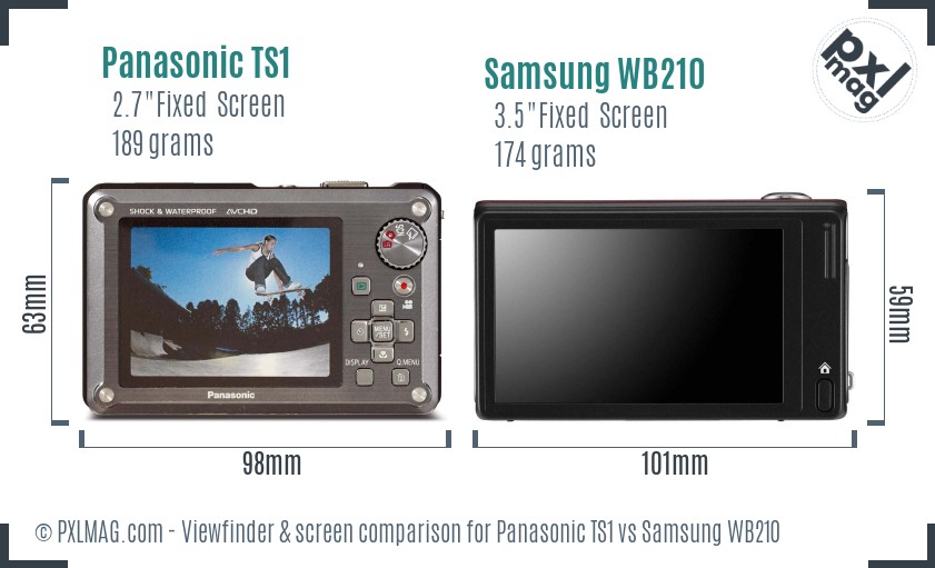 Panasonic TS1 vs Samsung WB210 Screen and Viewfinder comparison