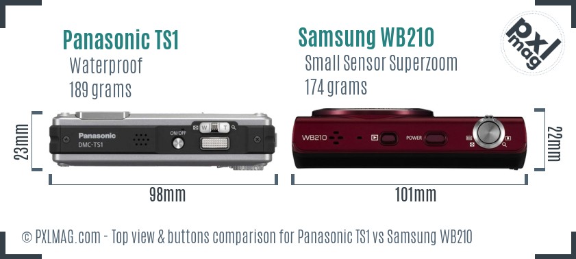 Panasonic TS1 vs Samsung WB210 top view buttons comparison