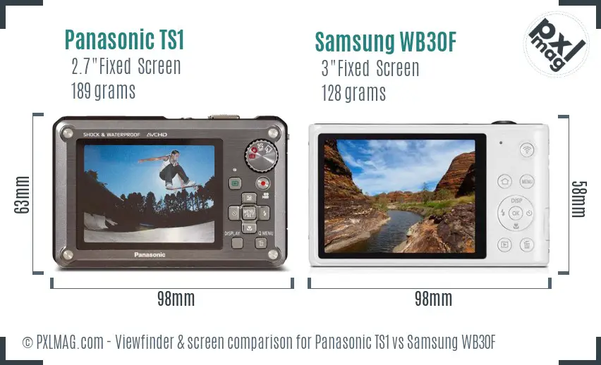 Panasonic TS1 vs Samsung WB30F Screen and Viewfinder comparison