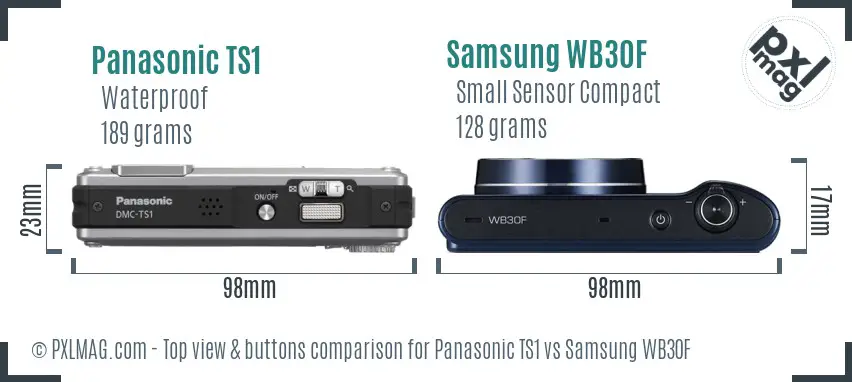 Panasonic TS1 vs Samsung WB30F top view buttons comparison