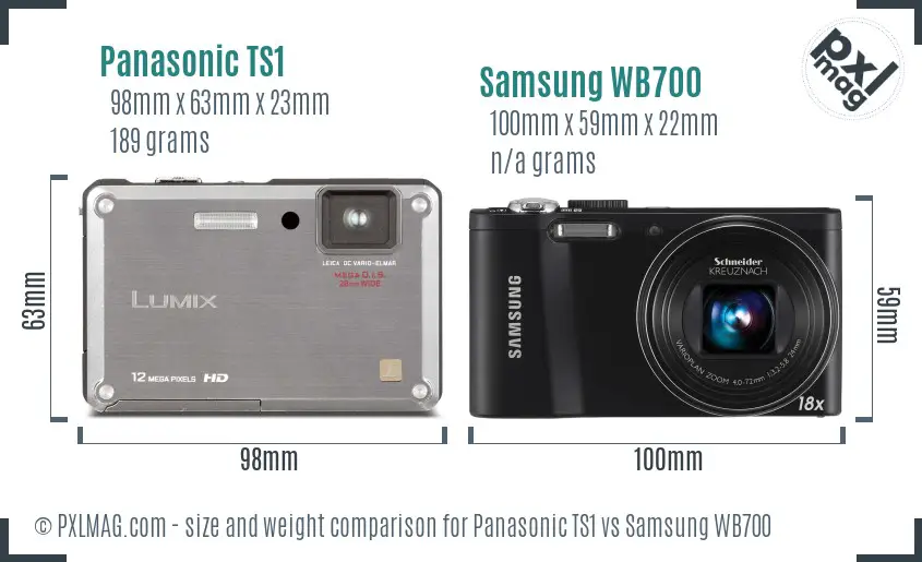 Panasonic TS1 vs Samsung WB700 size comparison Panasonic TS1 vs Samsung WB700 size comparison