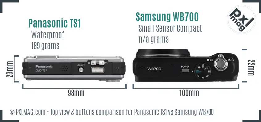 Panasonic TS1 vs Samsung WB700 top view buttons comparison