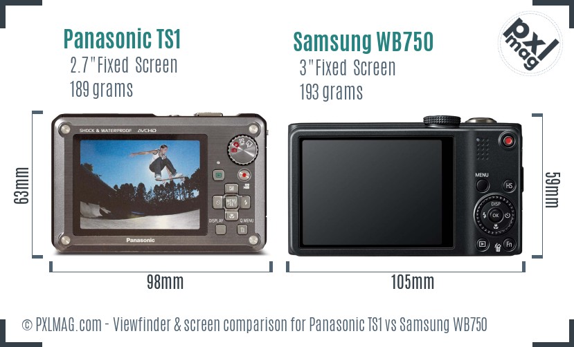 Panasonic TS1 vs Samsung WB750 Screen and Viewfinder comparison