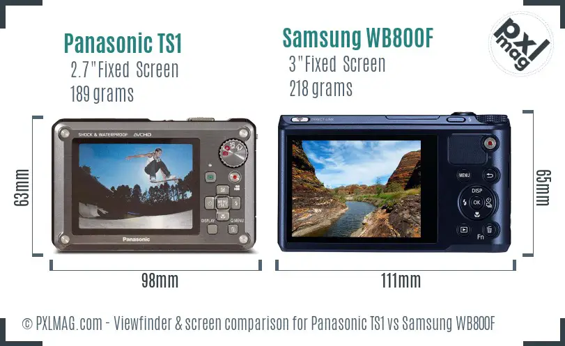 Panasonic TS1 vs Samsung WB800F Screen and Viewfinder comparison