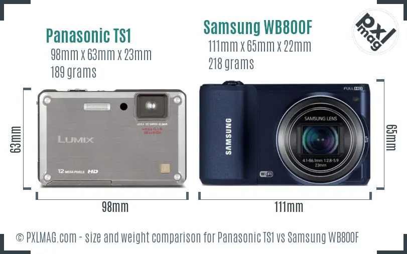 Panasonic TS1 vs Samsung WB800F size comparison