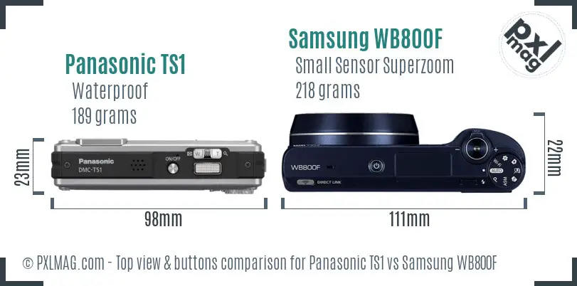 Panasonic TS1 vs Samsung WB800F top view buttons comparison