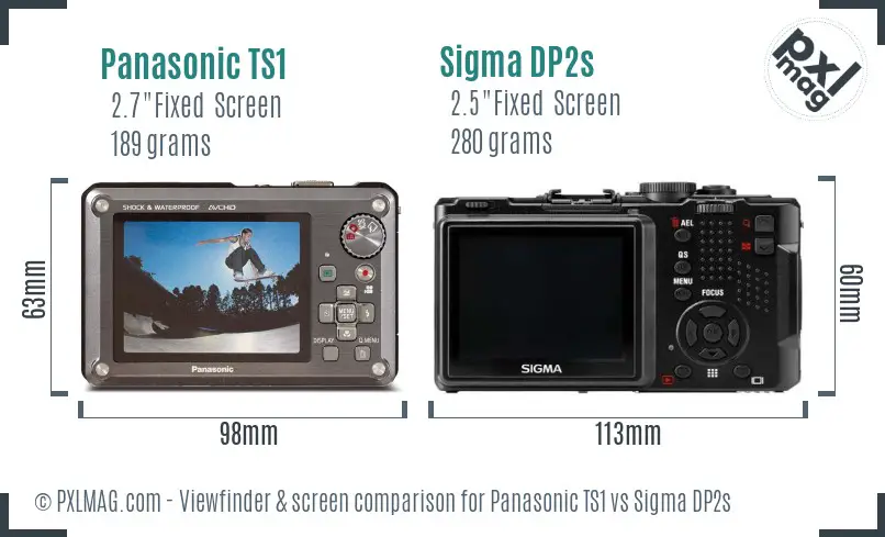 Panasonic TS1 vs Sigma DP2s Screen and Viewfinder comparison