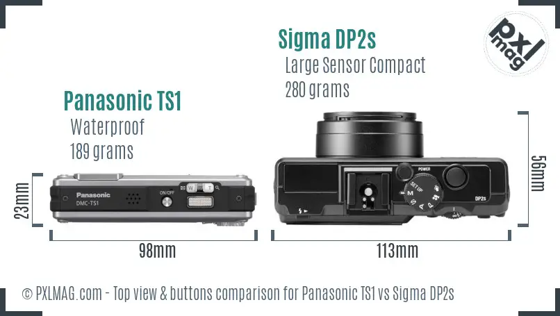 Panasonic TS1 vs Sigma DP2s top view buttons comparison