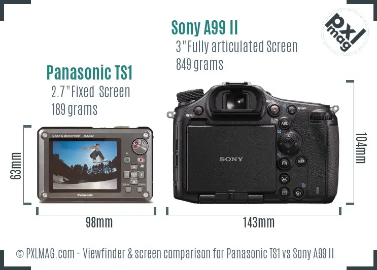 Panasonic TS1 vs Sony A99 II Screen and Viewfinder comparison