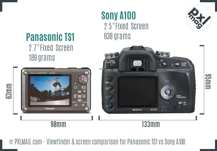 Panasonic TS1 vs Sony A100 Screen and Viewfinder comparison