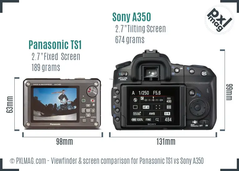 Panasonic TS1 vs Sony A350 Screen and Viewfinder comparison