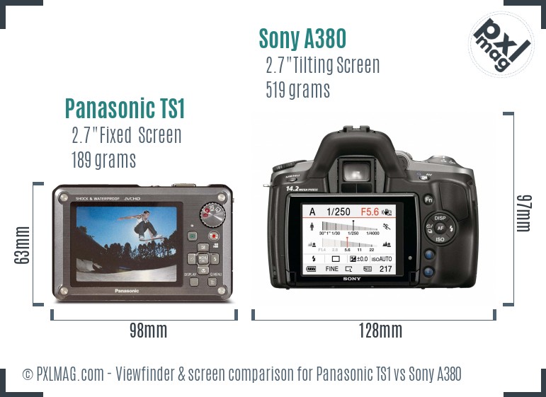 Panasonic TS1 vs Sony A380 Screen and Viewfinder comparison