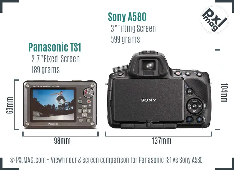 Panasonic TS1 vs Sony A580 Screen and Viewfinder comparison