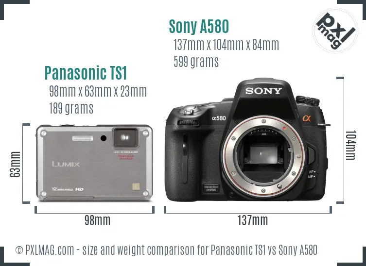 Panasonic TS1 vs Sony A580 size comparison