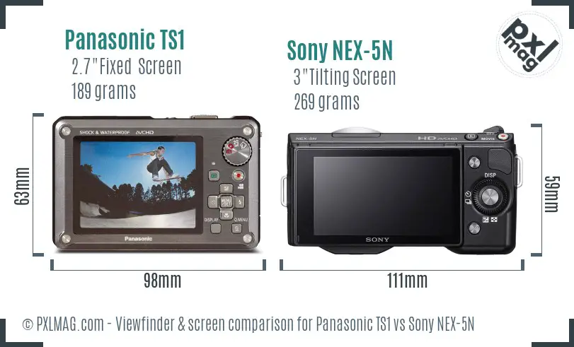 Panasonic TS1 vs Sony NEX-5N Screen and Viewfinder comparison