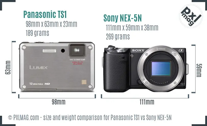 Panasonic TS1 vs Sony NEX-5N size comparison
