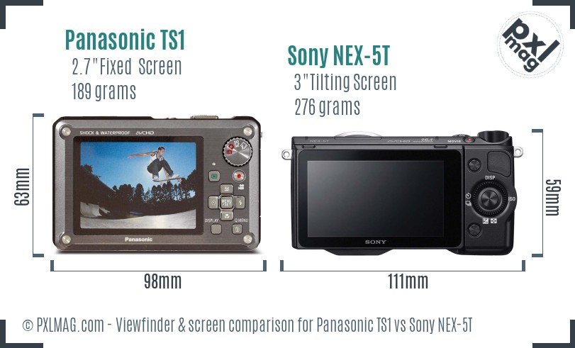 Panasonic TS1 vs Sony NEX-5T Screen and Viewfinder comparison